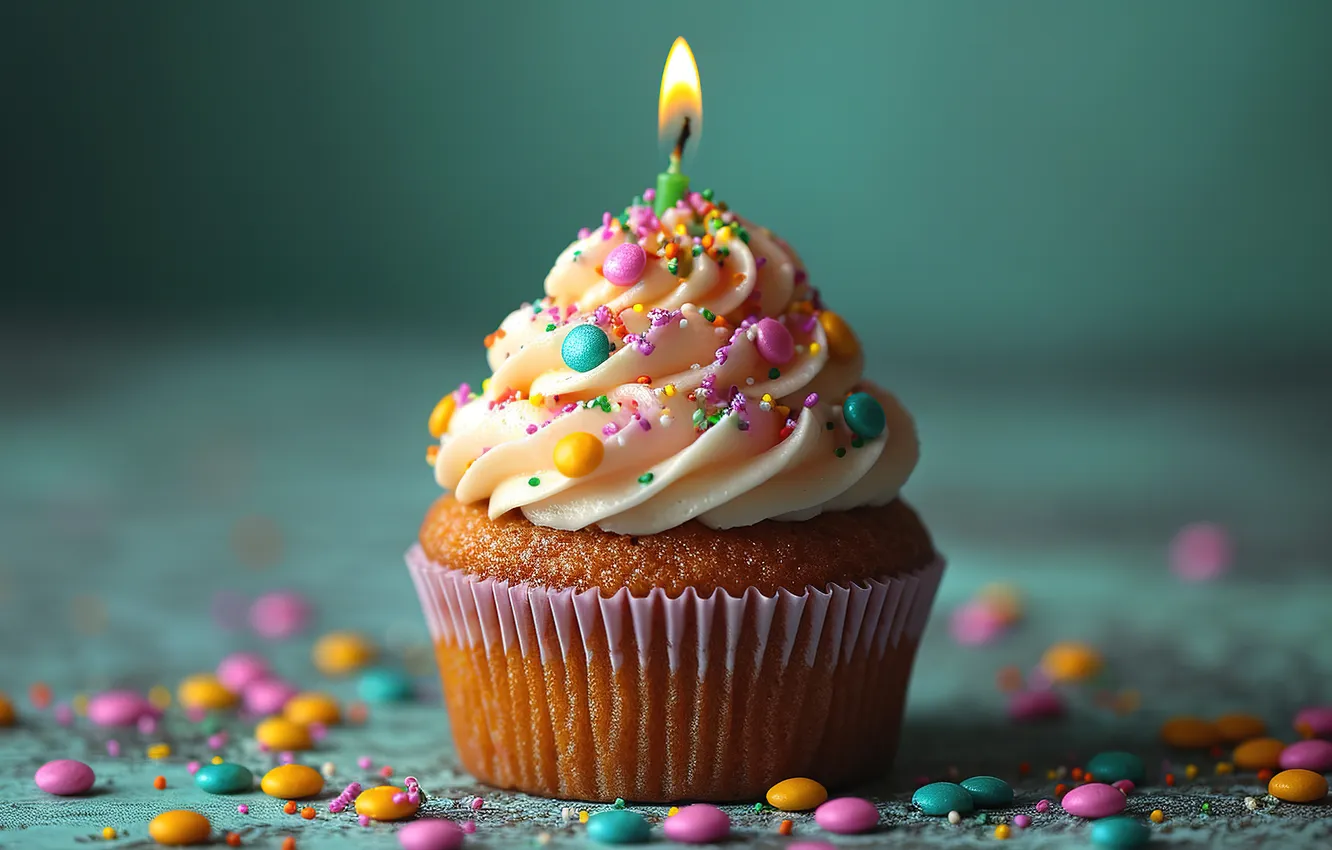 Фото обои colorful, happy, cake, свечка, celebration, birthday, candle, День рождения