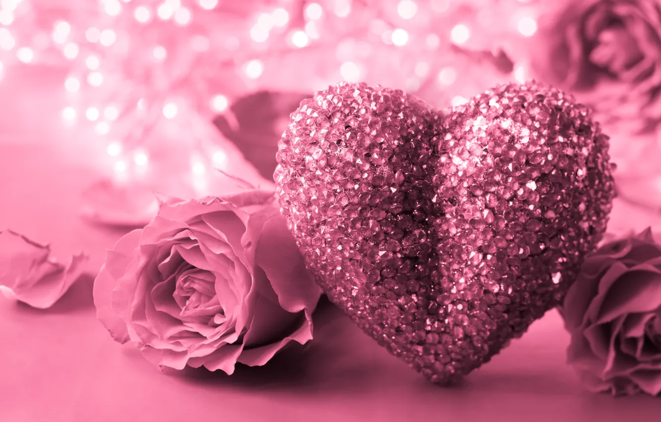 Фото обои сердце, розы, love, heart, pink, romantic, Valentine's Day, gift
