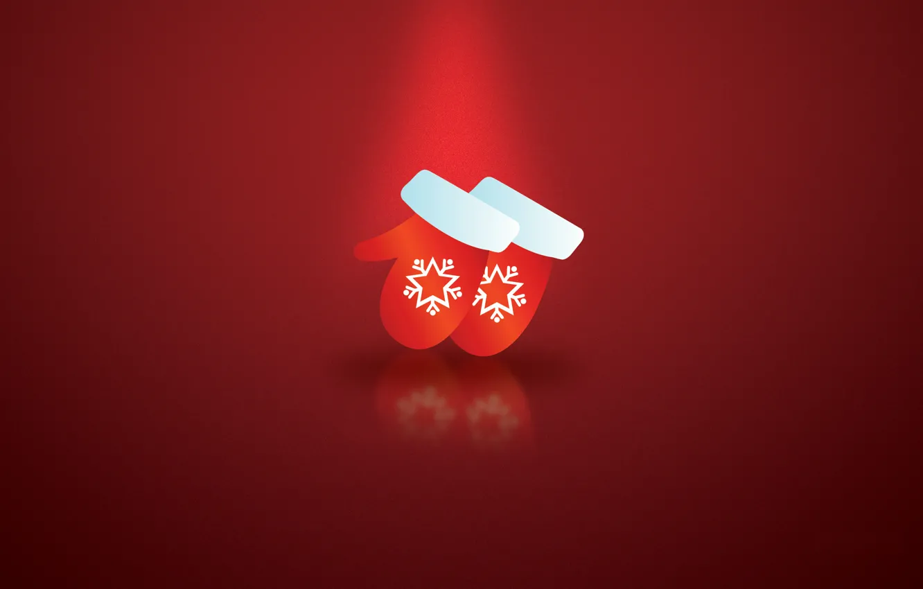 Фото обои снежинки, новый год, вектор, красный фон, варежки, зимние обои, christmas gloves