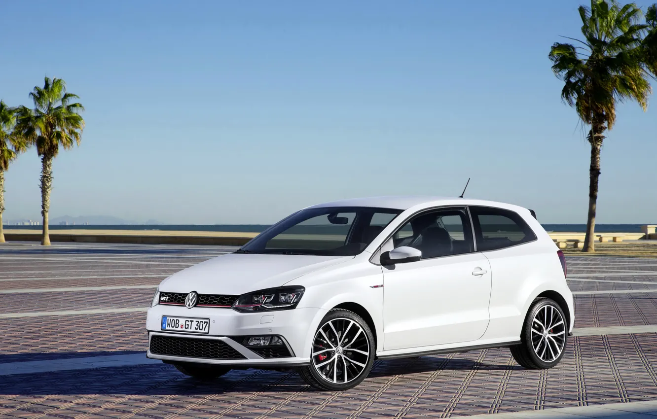 Фото обои белый, фото, Volkswagen, автомобиль, 2014, Polo GTI