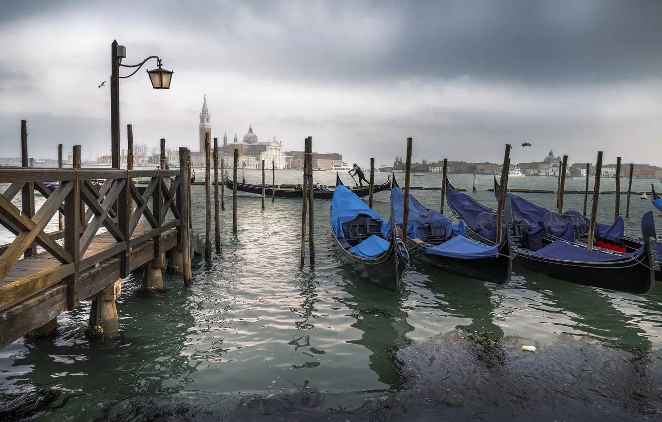 Фото обои город, гондолы, Venecia