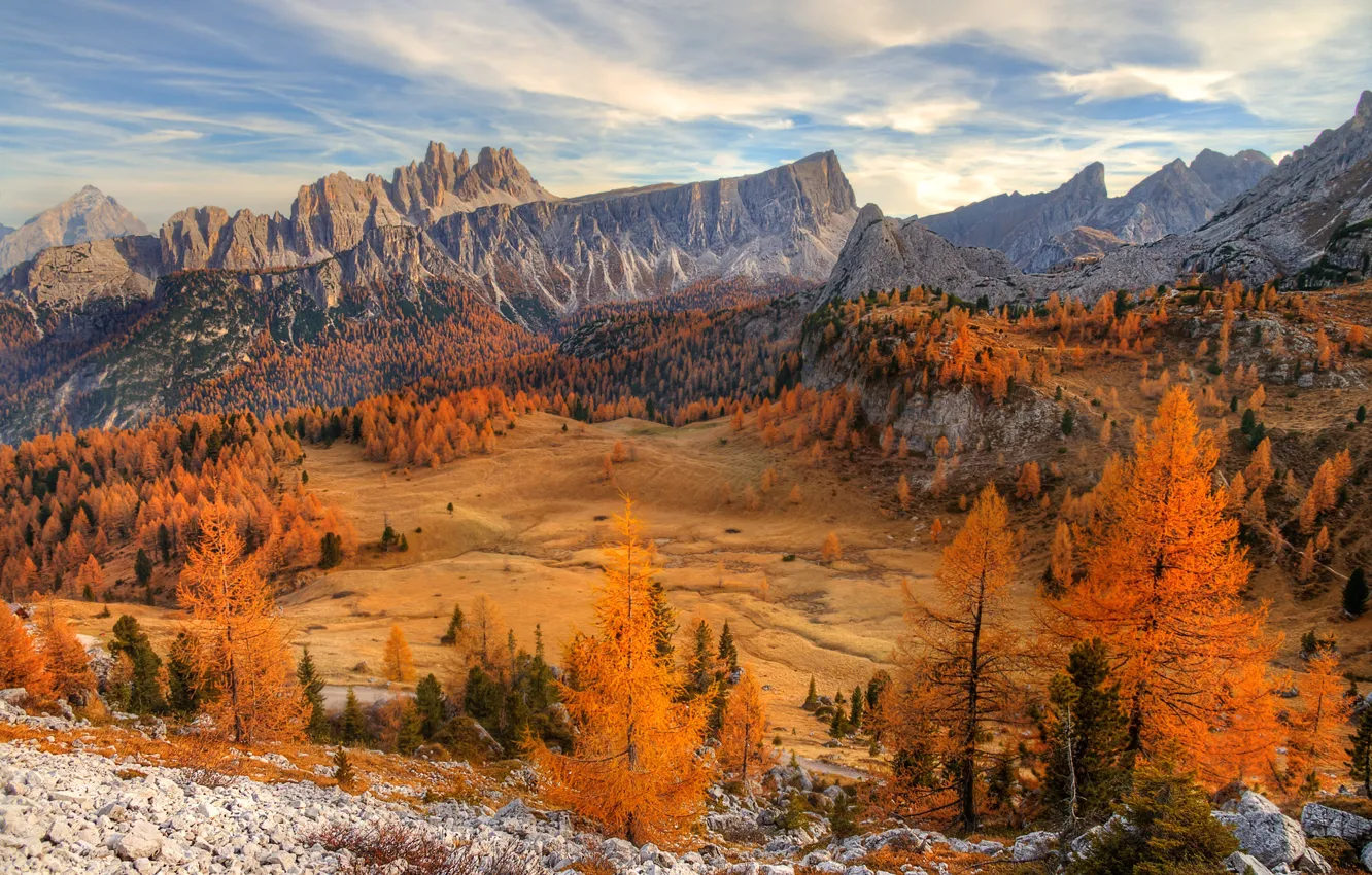 Фото обои осень, октябрь, Доломитовые Альпы, Cinque Torri