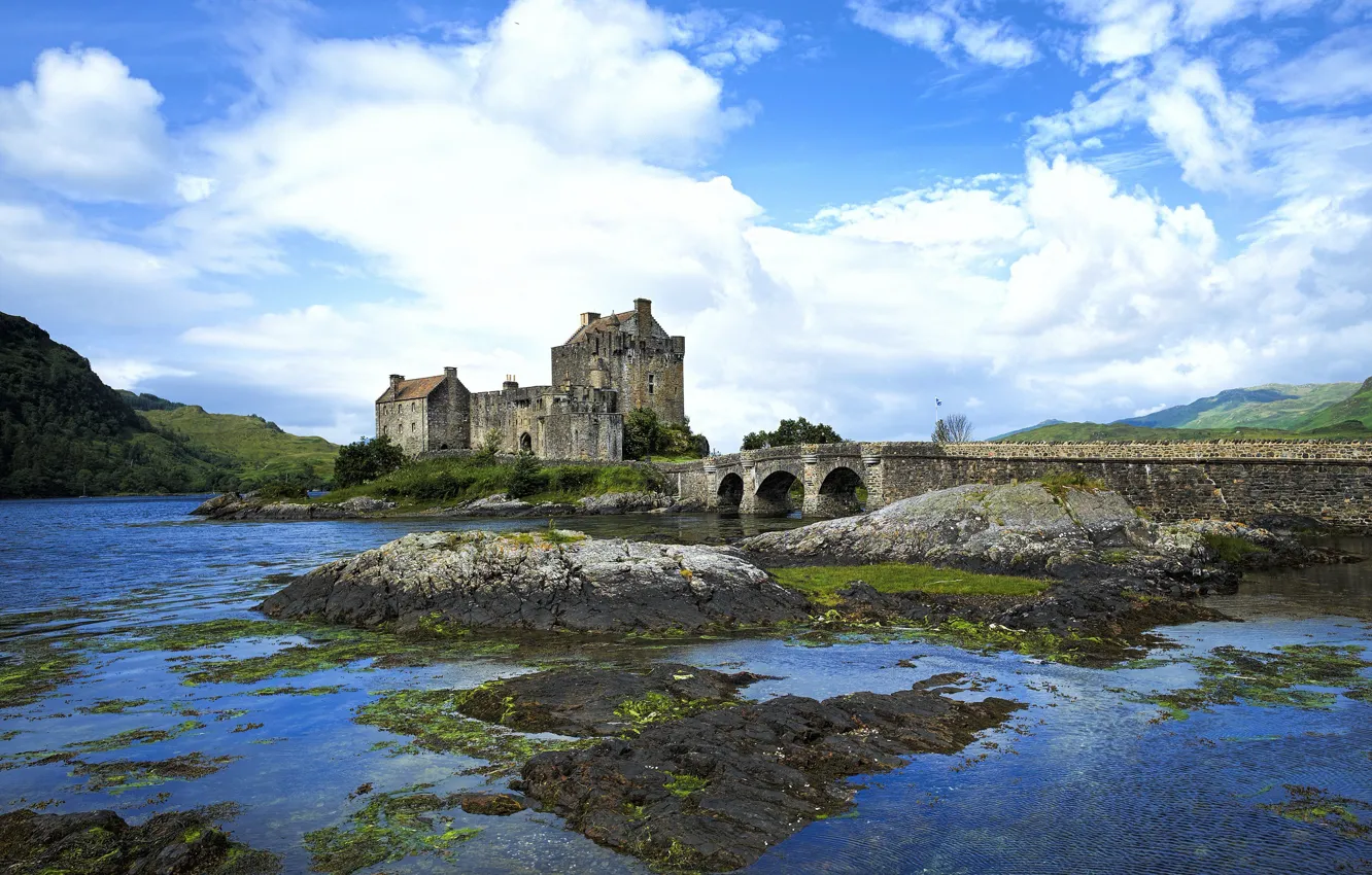 Фото обои замок, Шотландия, Scotland, Eilean Donan Castle