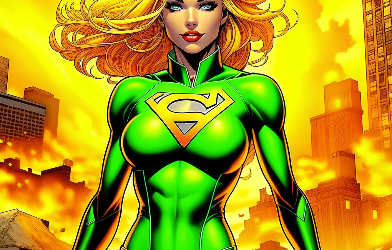 Фото обои city, art, super girl