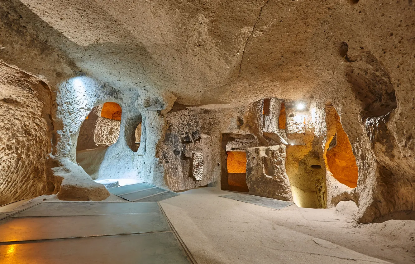 Фото обои city, underground, turkey, cappadocia, kapadokya, derinkuyu, kaymakli
