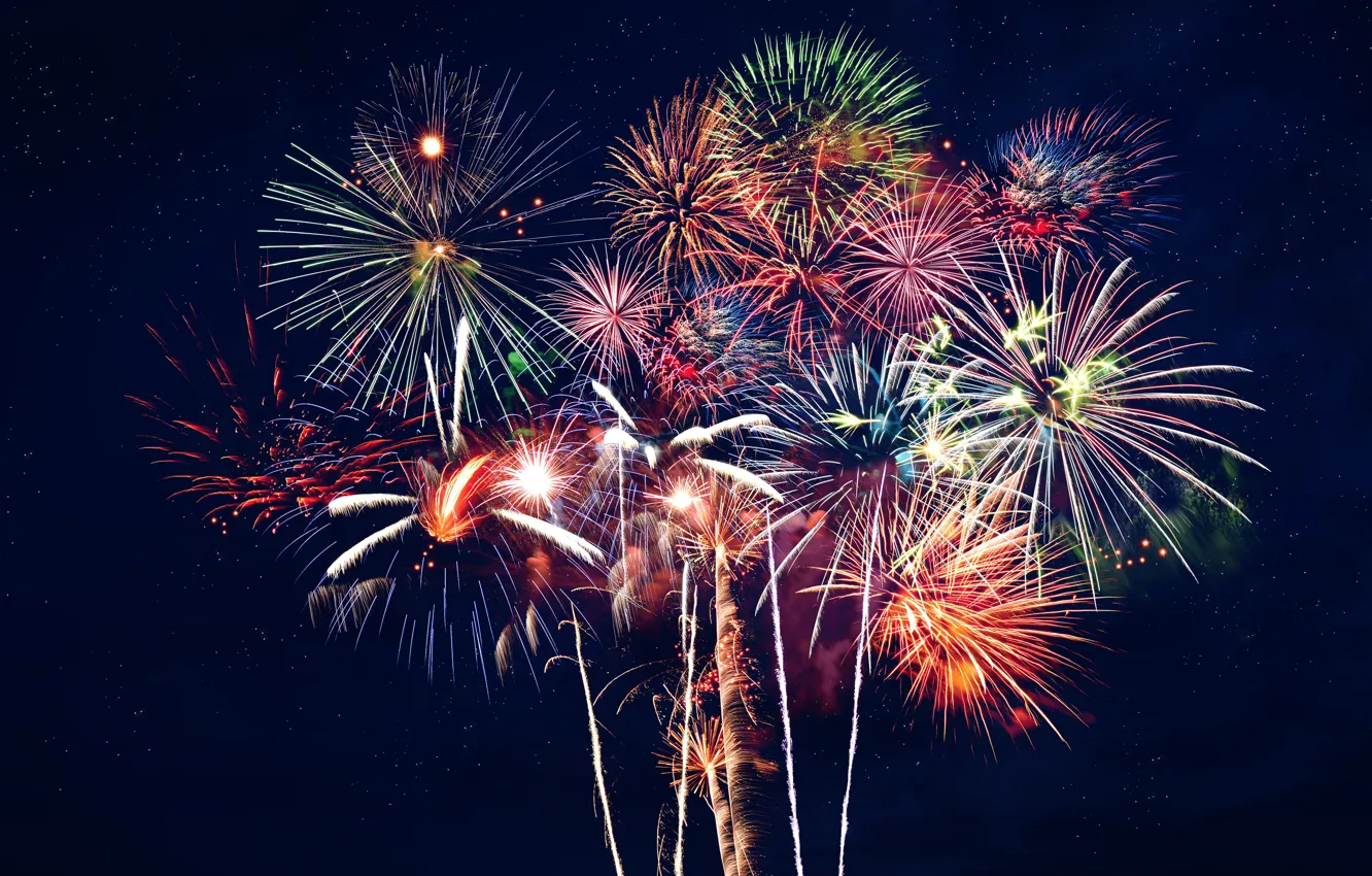 Фото обои colors, night, fireworks