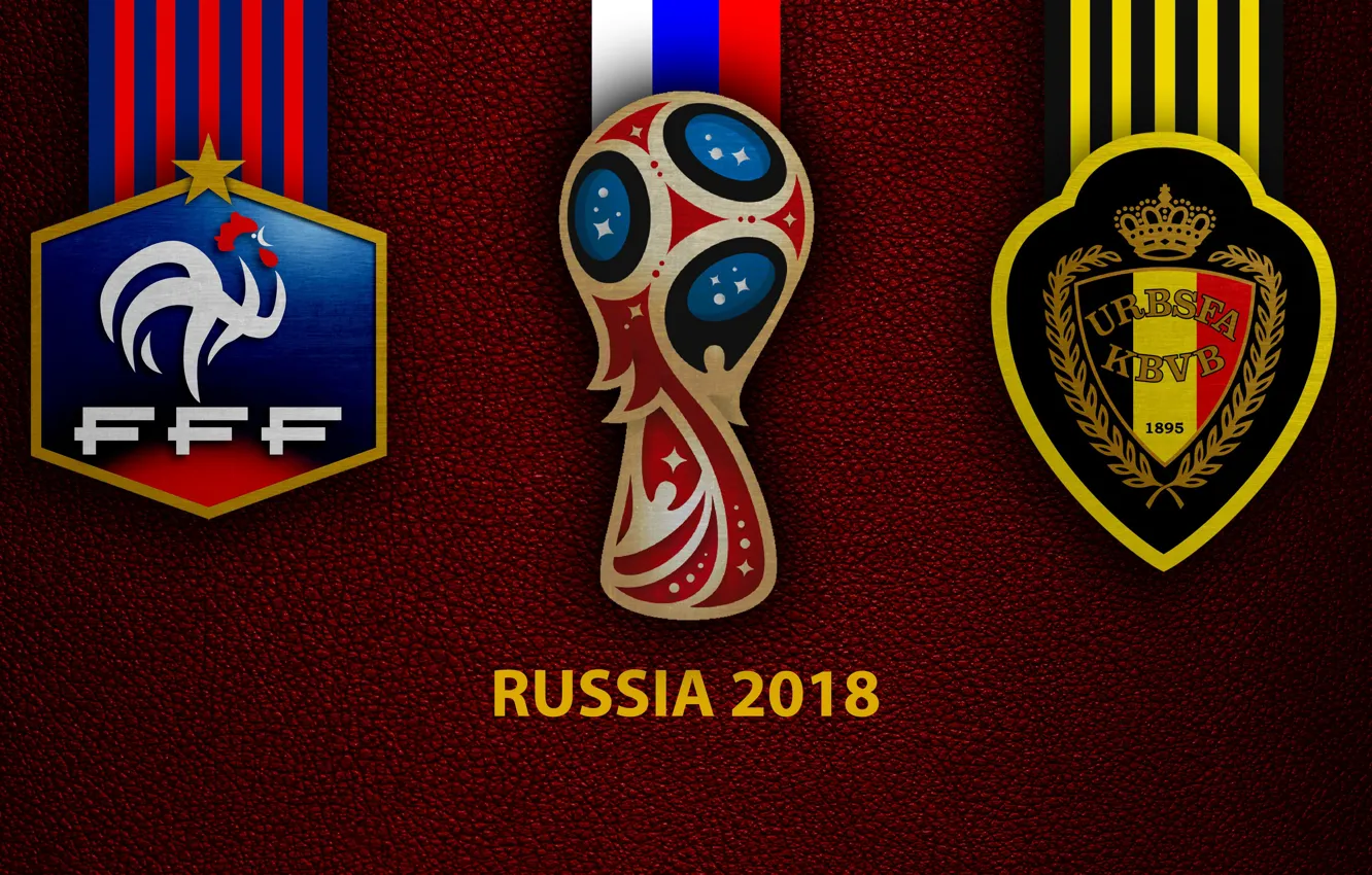 Фото обои wallpaper, sport, logo, football, FIFA World Cup, Russia 2018, France vs Belgium