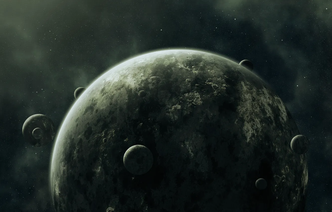 Фото обои planets, darkness, sci fi, moons