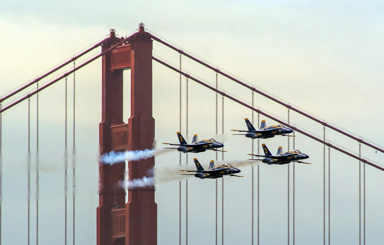 Фото обои авиация, мост, самолёты