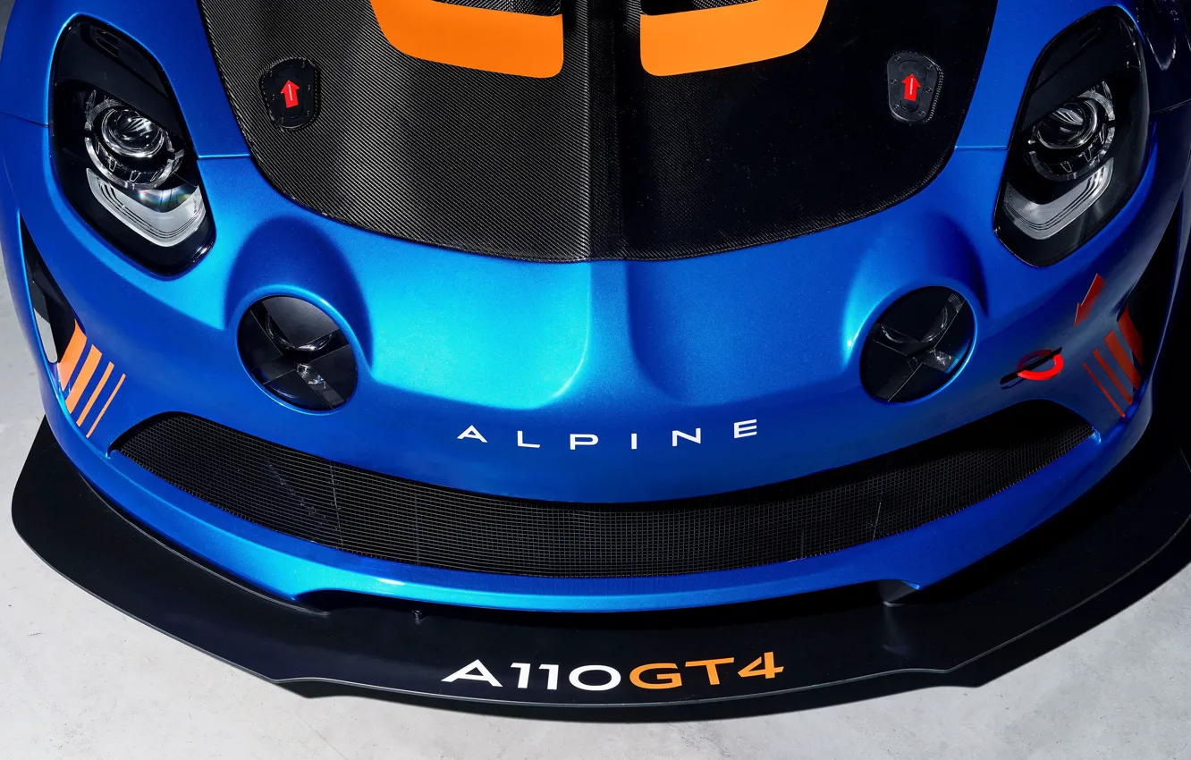 Фото обои гоночное авто, вид спереди, 2018, Alpine, GT4, A110