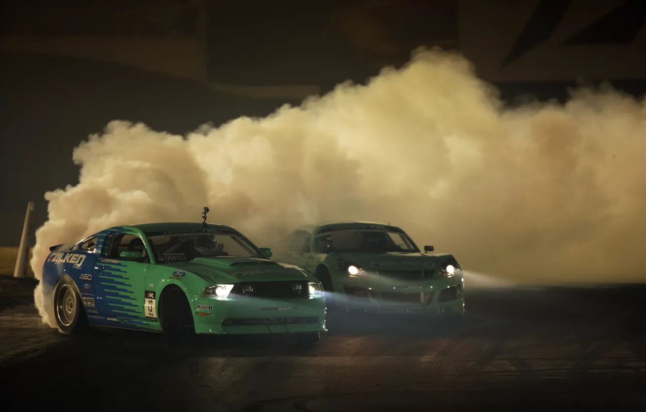 Фото обои машины, дым, пыль, дрифт