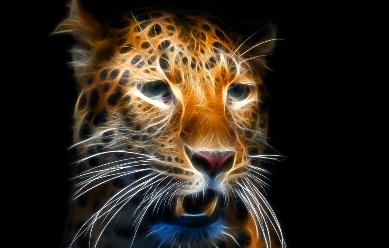 Фото обои leopard, fractal, fractal art