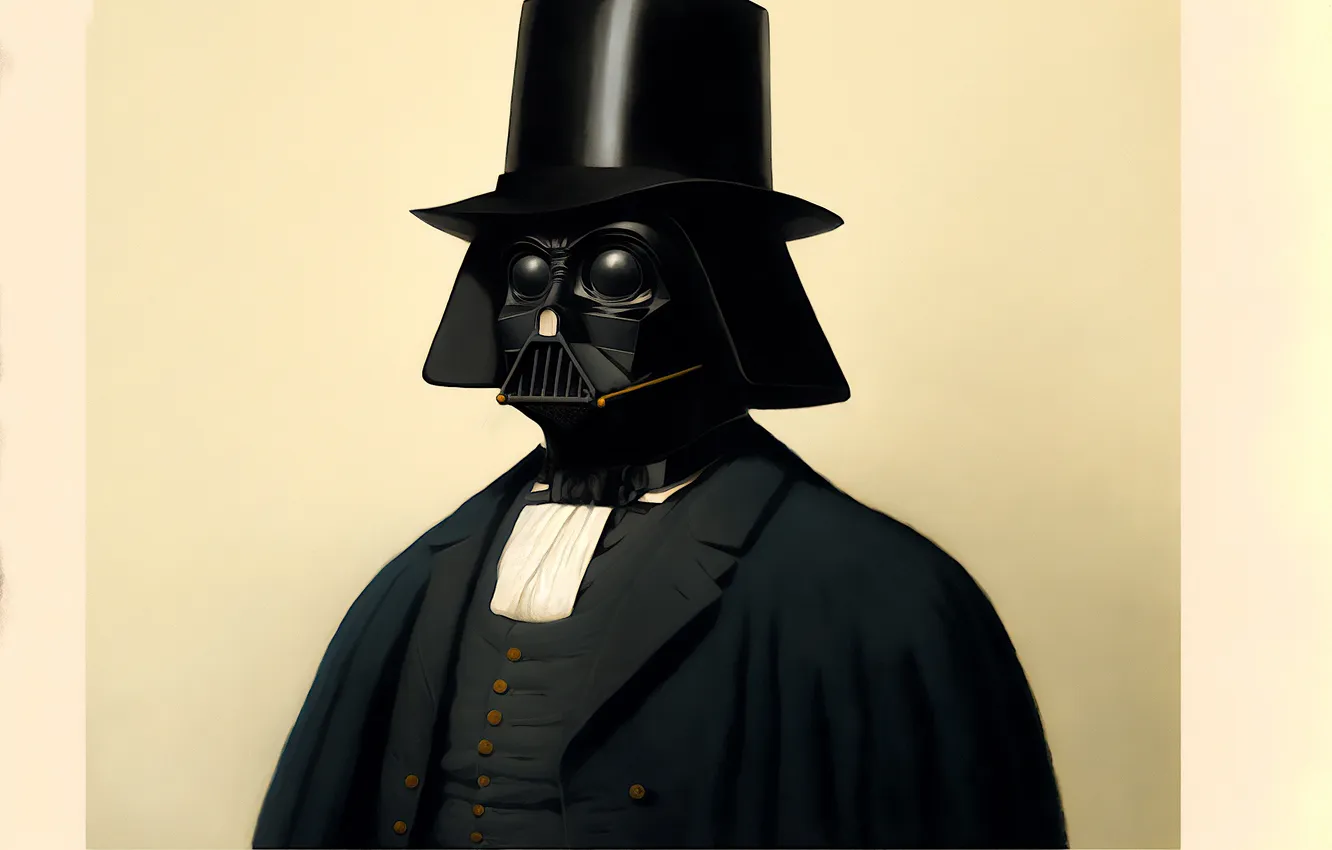 Фото обои Star Wars, Darth Vader, minimalism, hat, digital art, film, artwork, mask