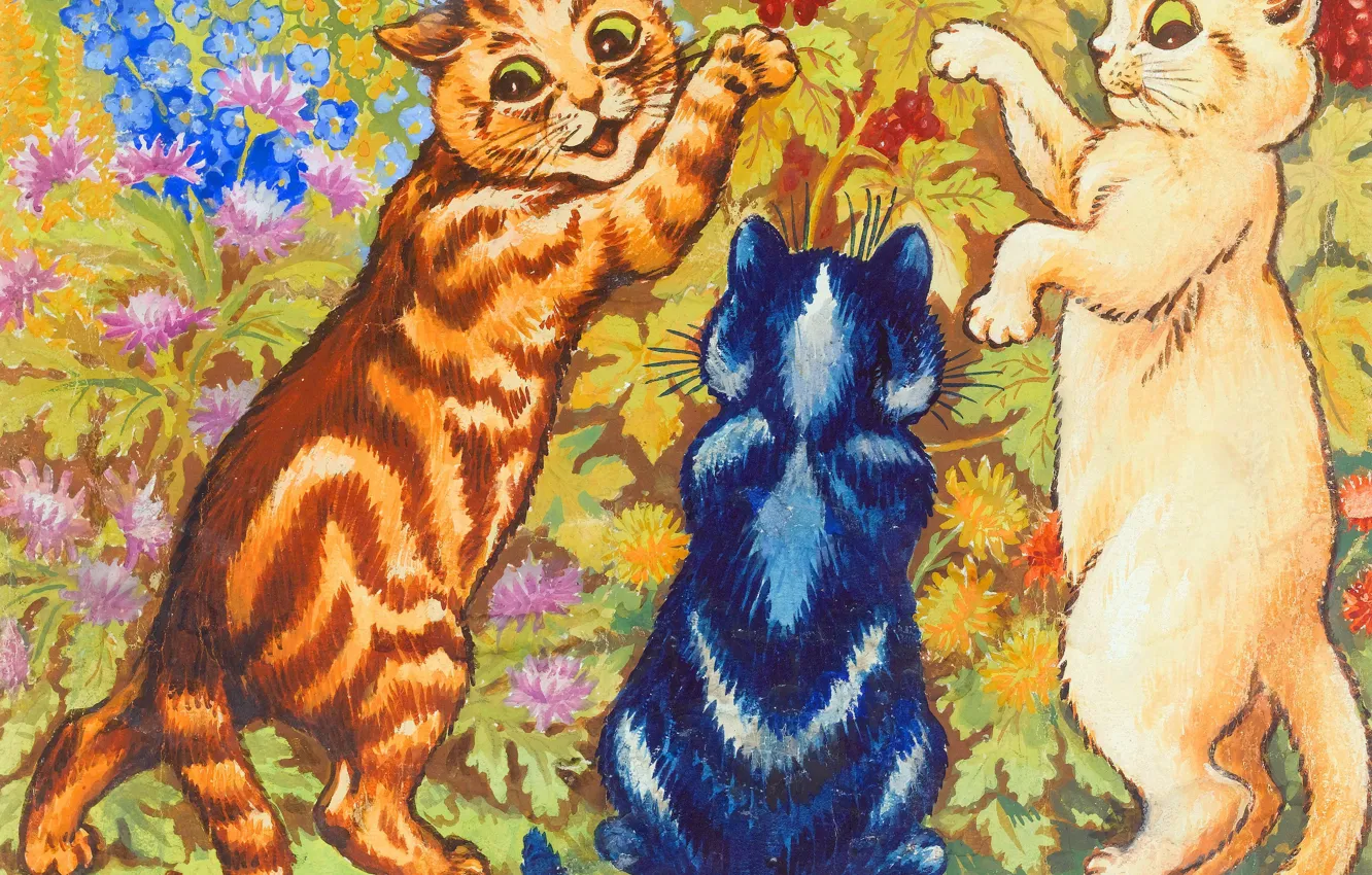 Фото обои Картина, Коты, Louis William Wain, Луис Уэйн, Луис Уильям Уэйн, Louis Wain, Британский художник-анималист, Сбор …