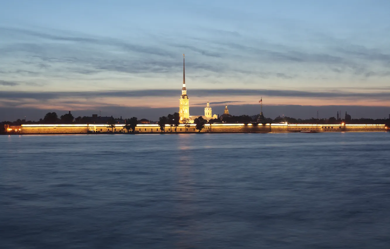 Фото обои город, река, обои, Вечер, Питер, Санкт-Петербург, wallpaper, Петропавловская крепость