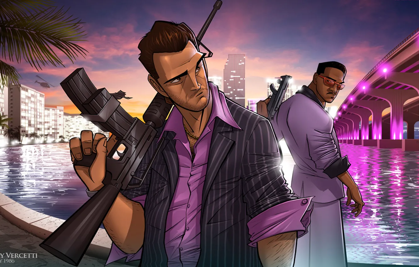 Фото обои Art, GTA, Tommy Vercetti, Patrick Brown, Grand Theft Auto, Vice City