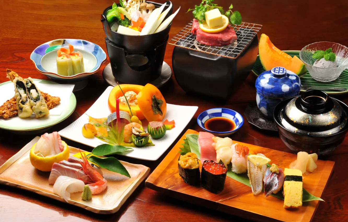 Фото обои еда, рыба, Япония, кухня, суши