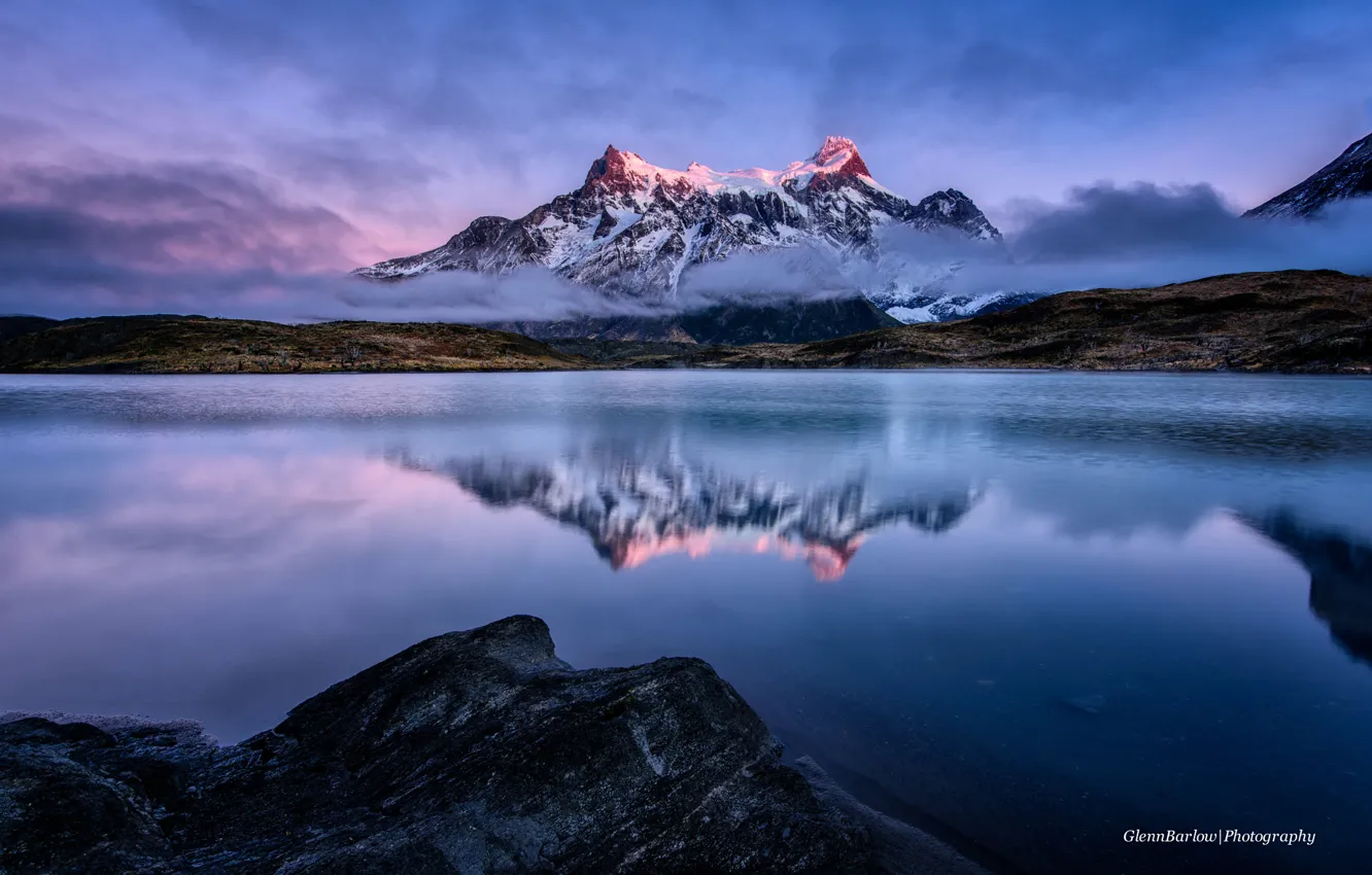 Фото обои утро, Чили, Южная Америка, Патагония, горы Анды, национальный парк Торрес-дель-Пайне