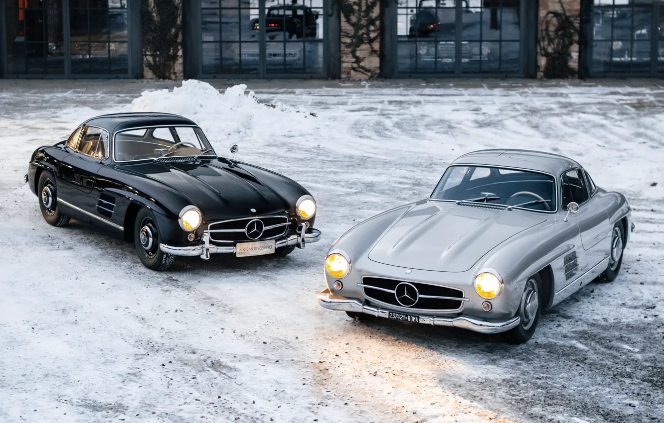 Фото обои Mercedes-Benz, retro, 300SL, Mercedes-Benz 300 SL, Gullwing
