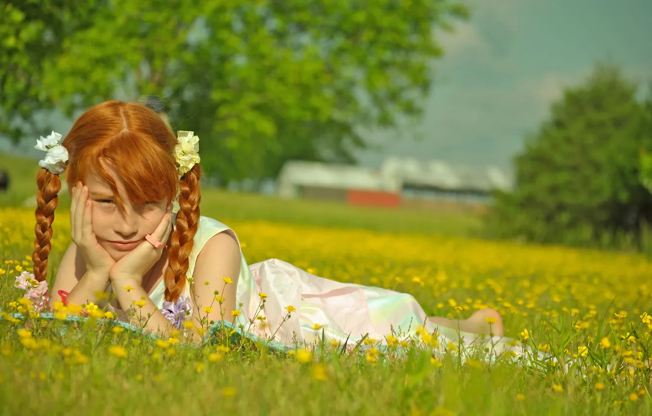 Фото обои девочка, girl, freckles, Red hair