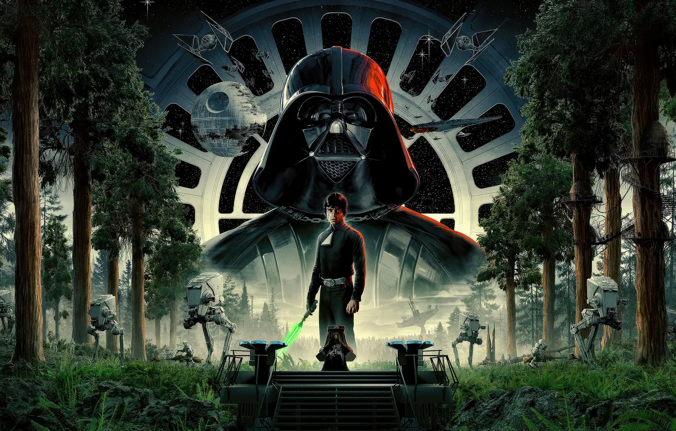 Фото обои Star Wars, Darth Vader, science fiction, Luke Skywalker, Emperor Palpatine, movie poster, Episode VI - …
