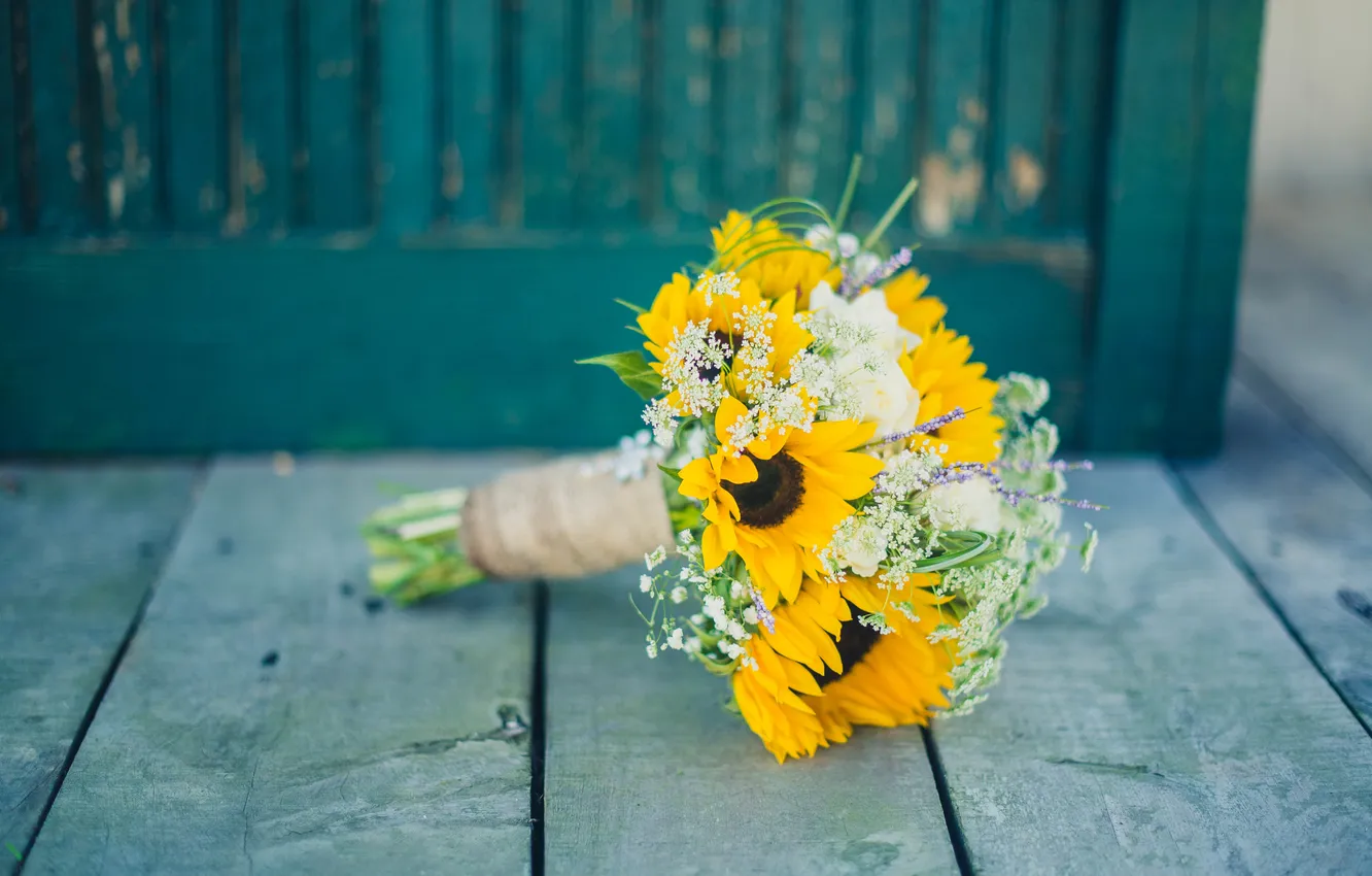 Фото обои цветы, желтые, лепестки, свадебный букет