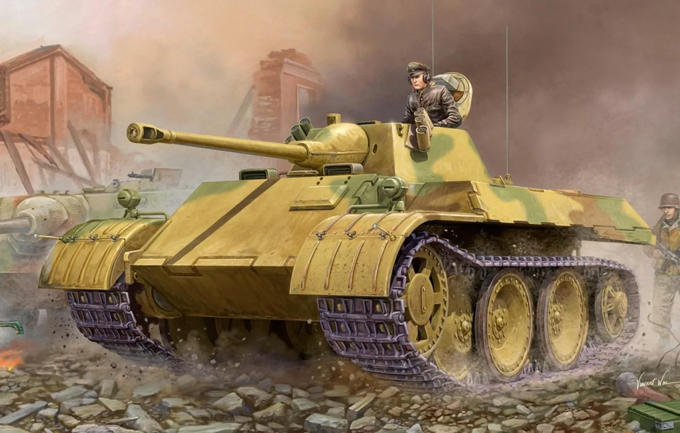 Фото обои war, art, tank, ww2, panzer, german tank, panzer tank, Light Tank VK 1602 &quot;Leopard&quot;