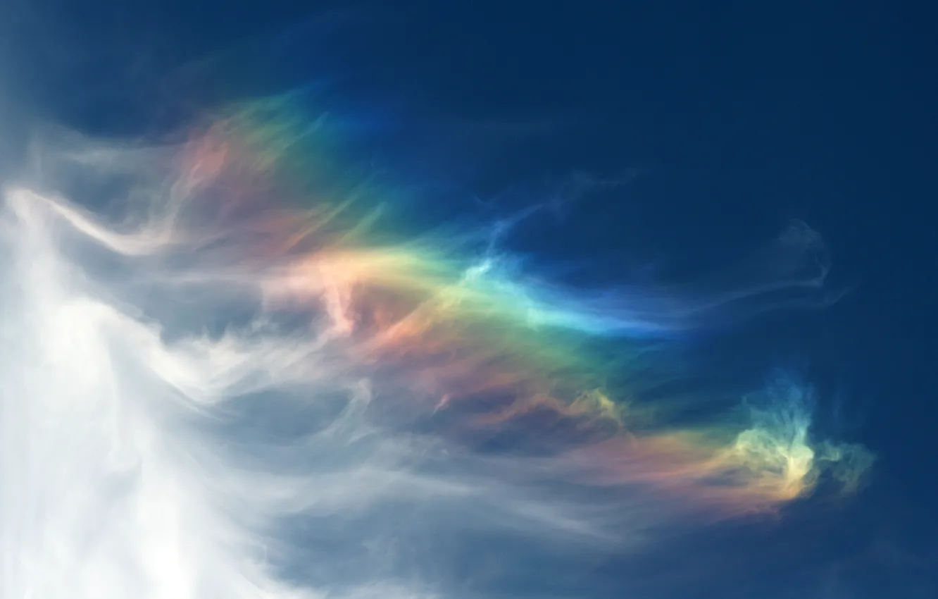 Фото обои небо, цвета, облака, радуга, спектр