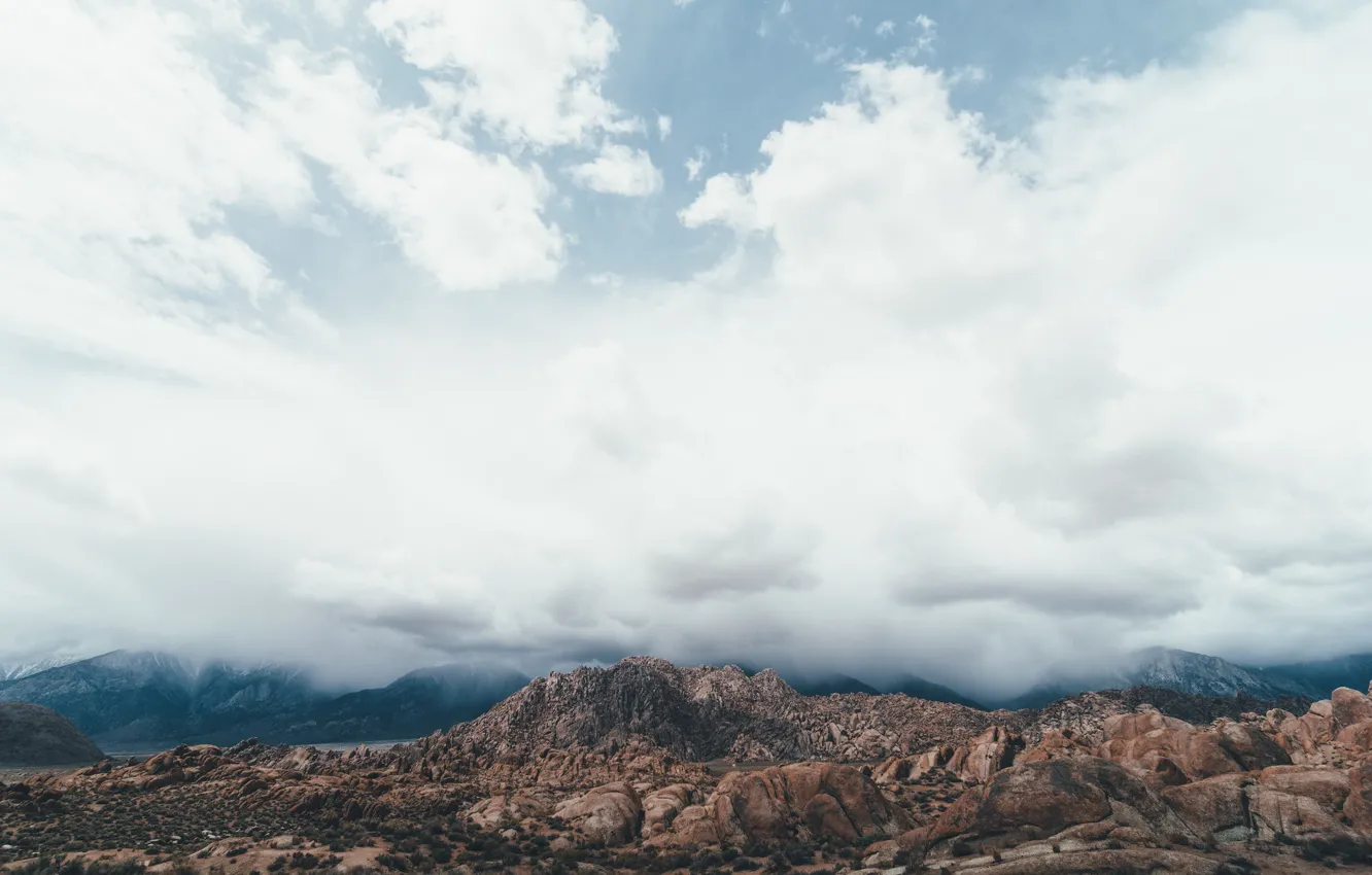 Фото обои desert, mountains, clouds, rocks