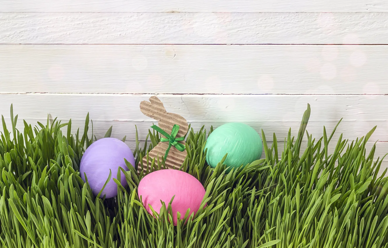 Фото обои трава, весна, Пасха, wood, spring, Easter, eggs, decoration