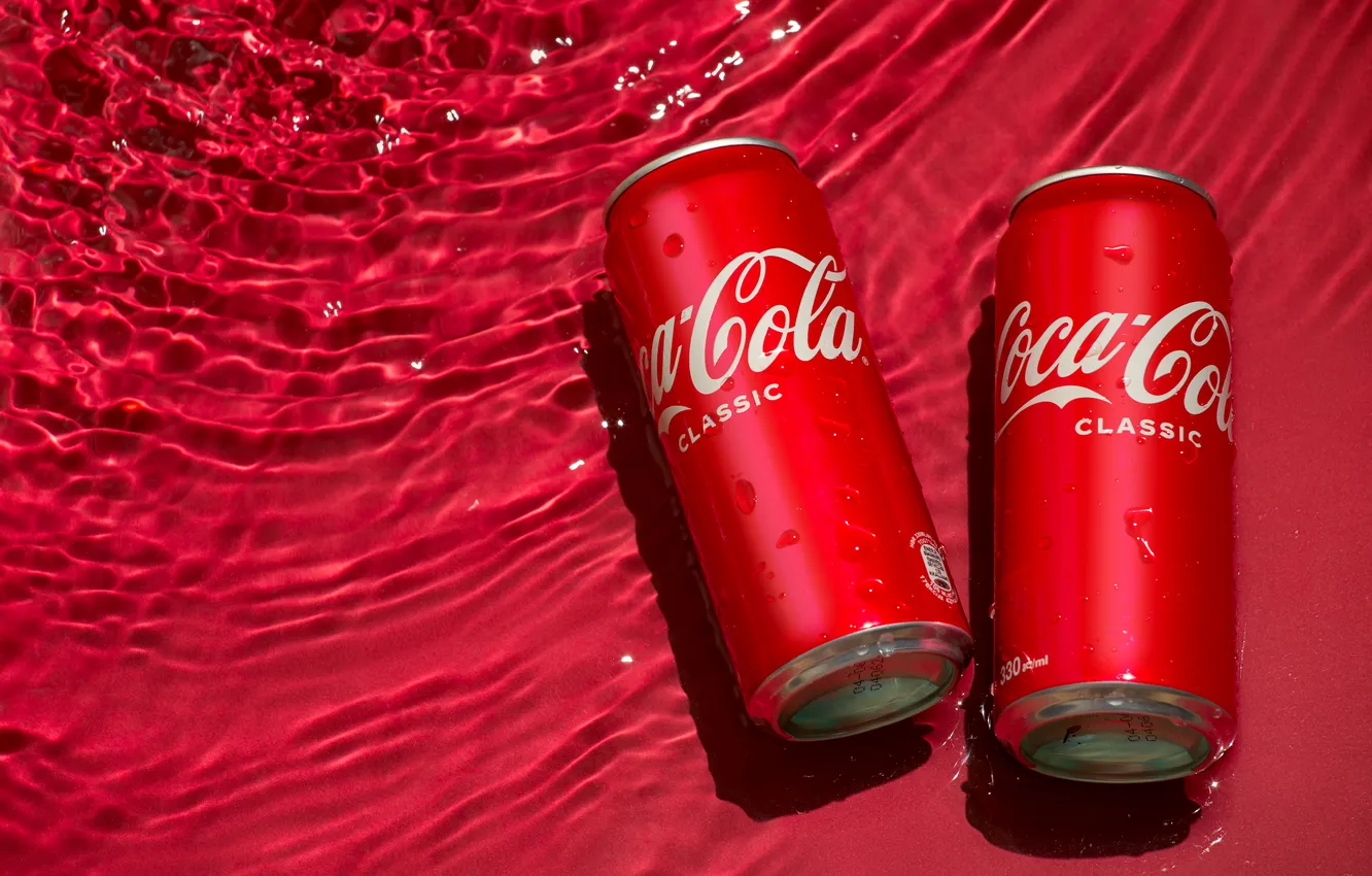 Фото обои red, coca-cola, fresh, water, splash, cola, coca, drink