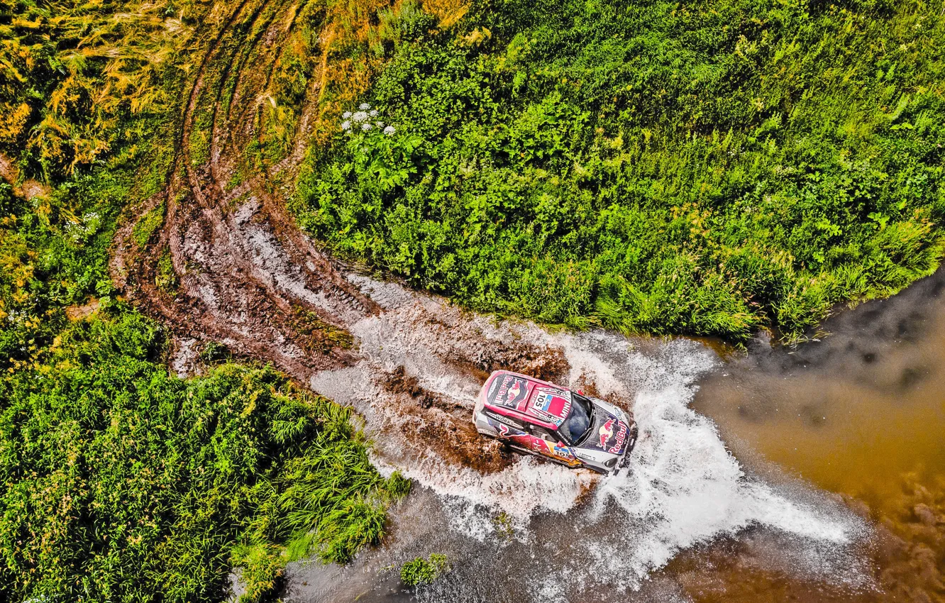 Фото обои Вода, Mini, Спорт, Скорость, Гонка, Грязь, Вид сверху, Rally