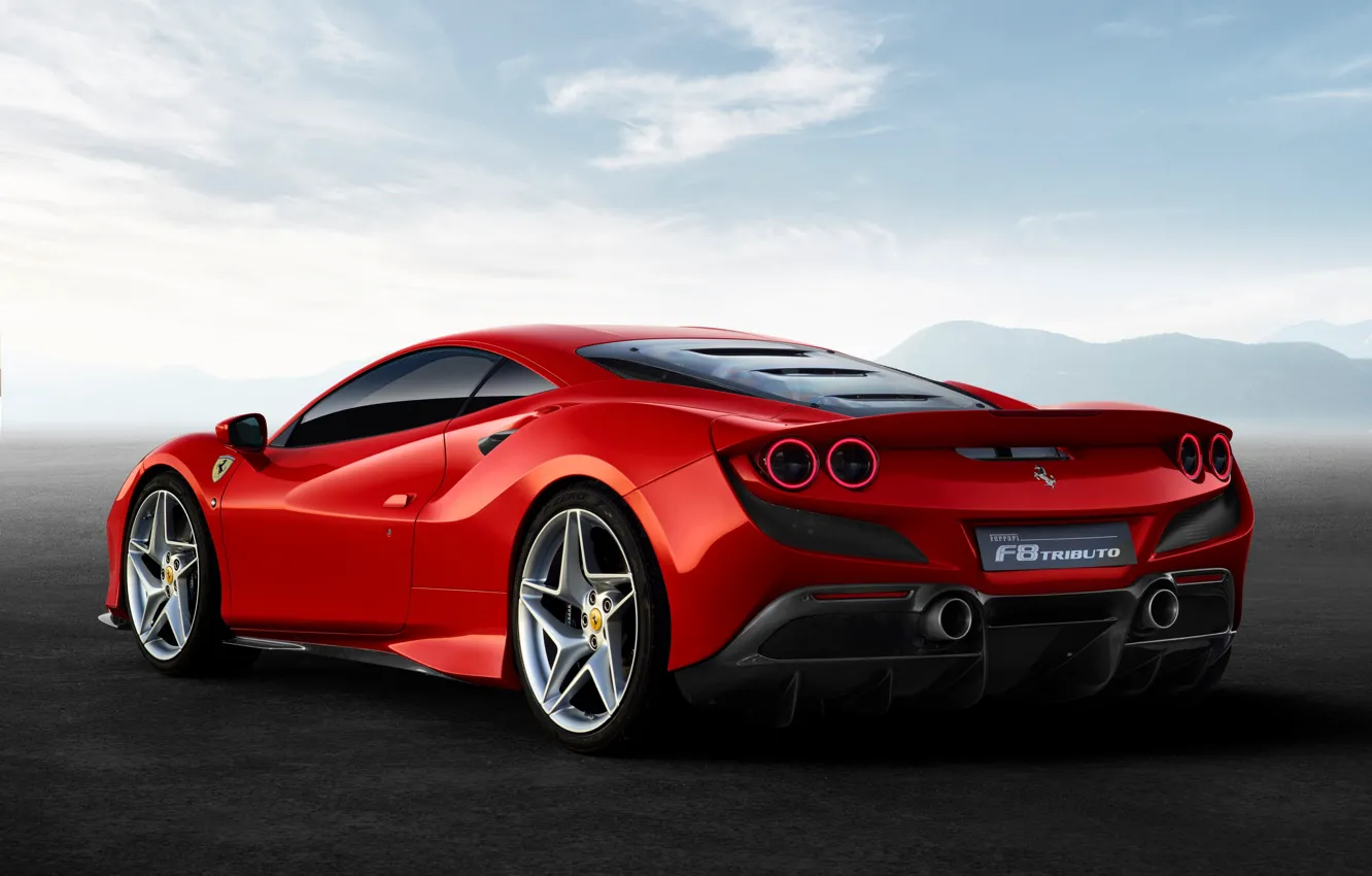 Фото обои машина, небо, оптика, Ferrari, спорткар, F8 Tributo