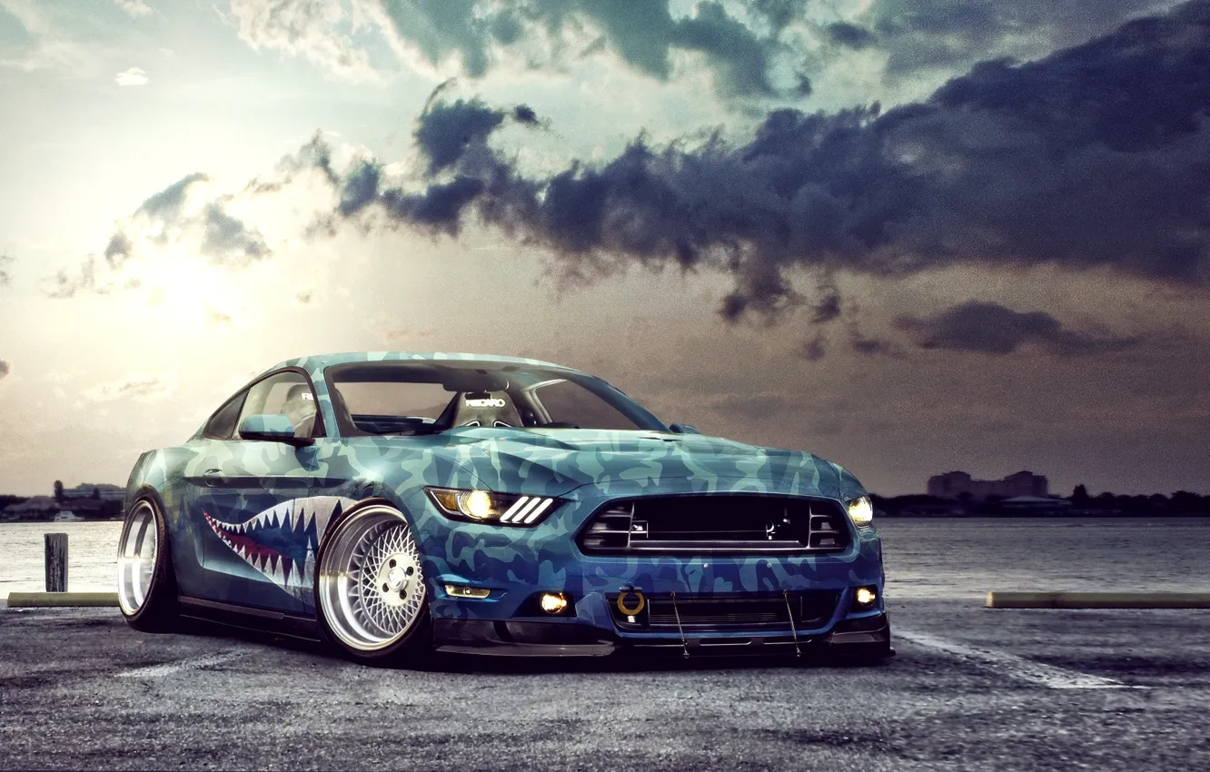 Фото обои Mustang, Ford, Car, 2015, Stancing