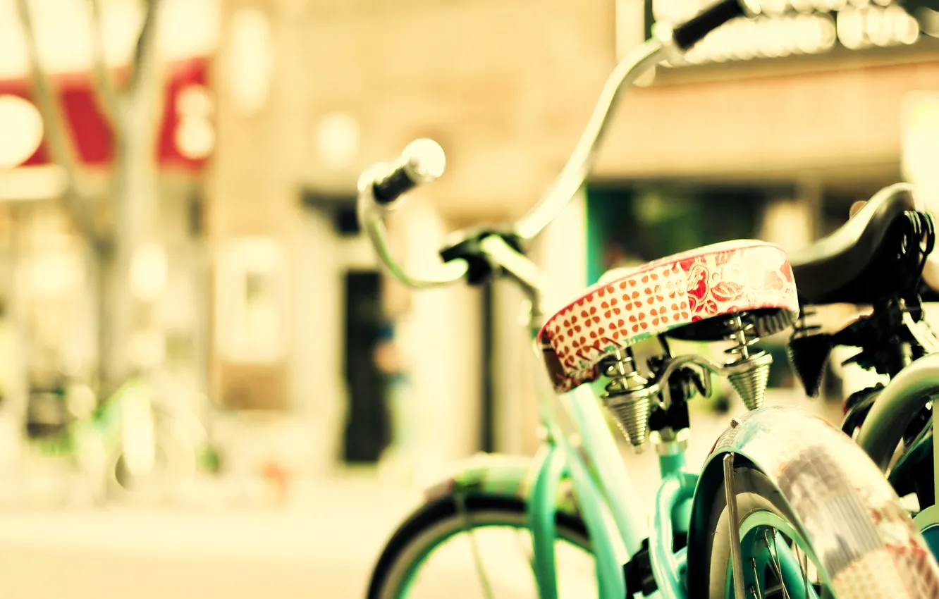 Фото обои солнце, велосипед, город, улица