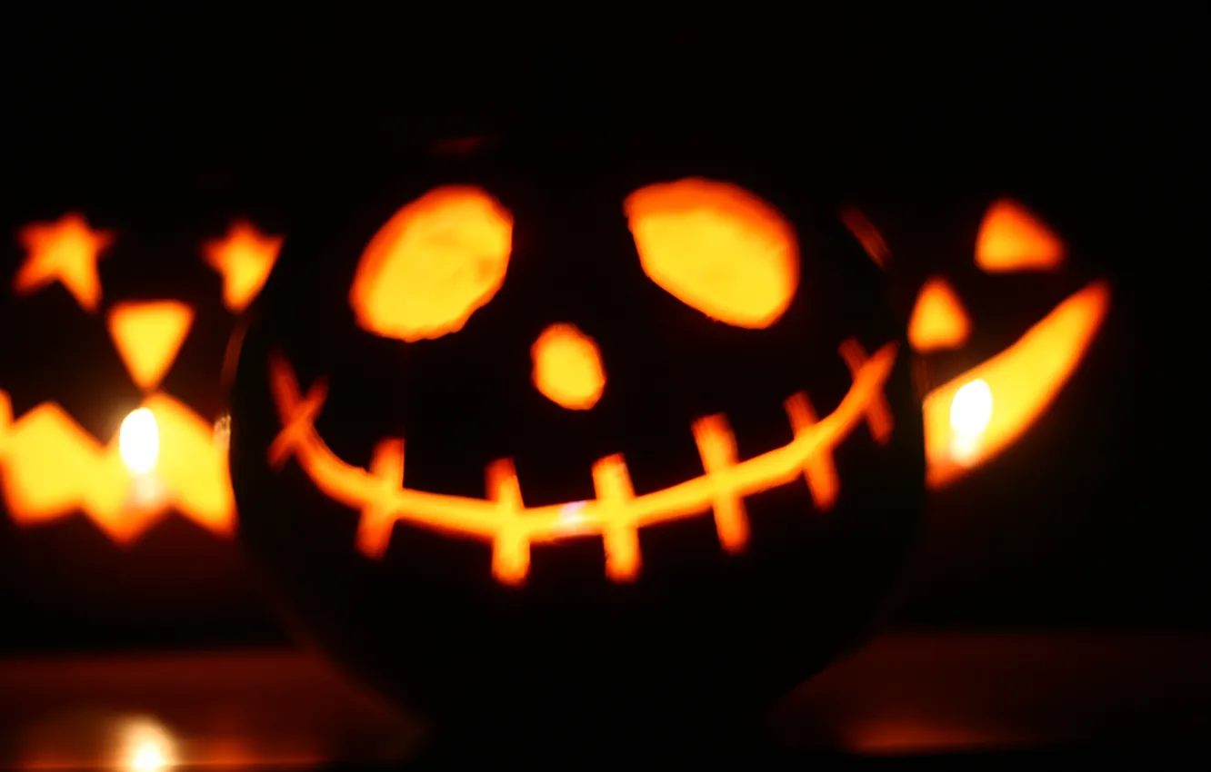 Фото обои свет, Улыбка, Halloween, Хэллоуин, фонарь Джека