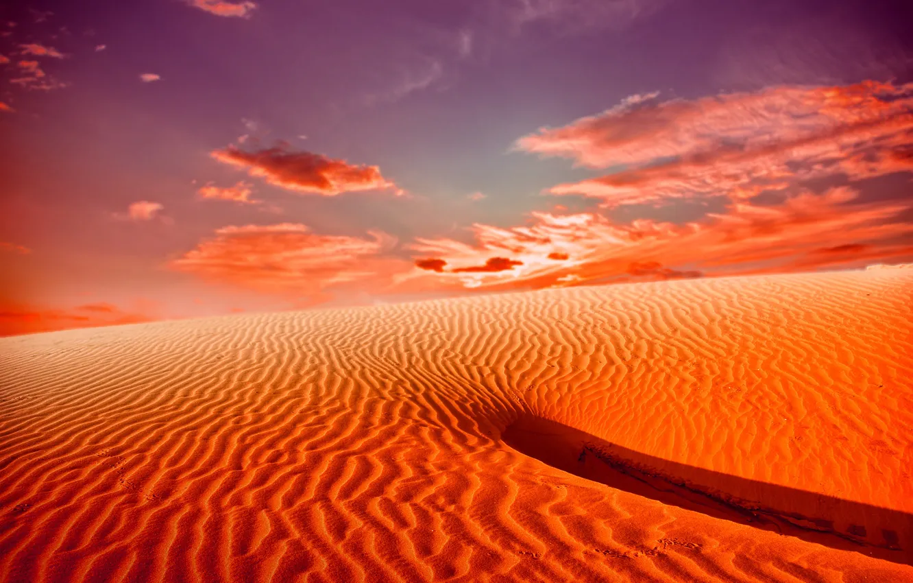 Фото обои песок, небо, облака, пейзаж, природа, пустыня