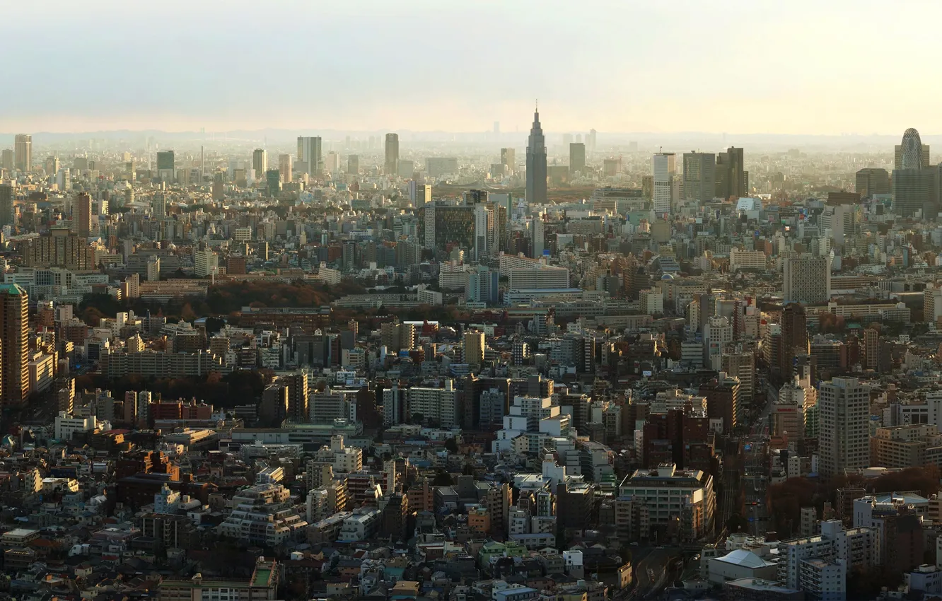 Фото обои небо, дома, Япония, Токио, панорама
