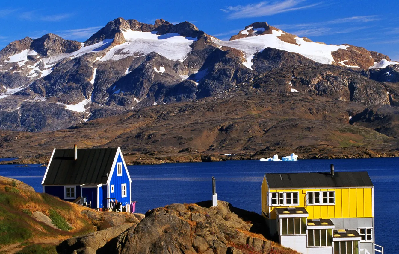 Фото обои море, небо, горы, дом, норвегия