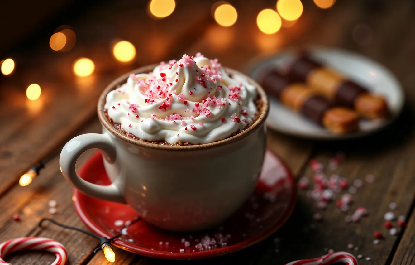 Фото обои украшения, Рождество, кружка, чашка, Новый год, Christmas, cup, какао