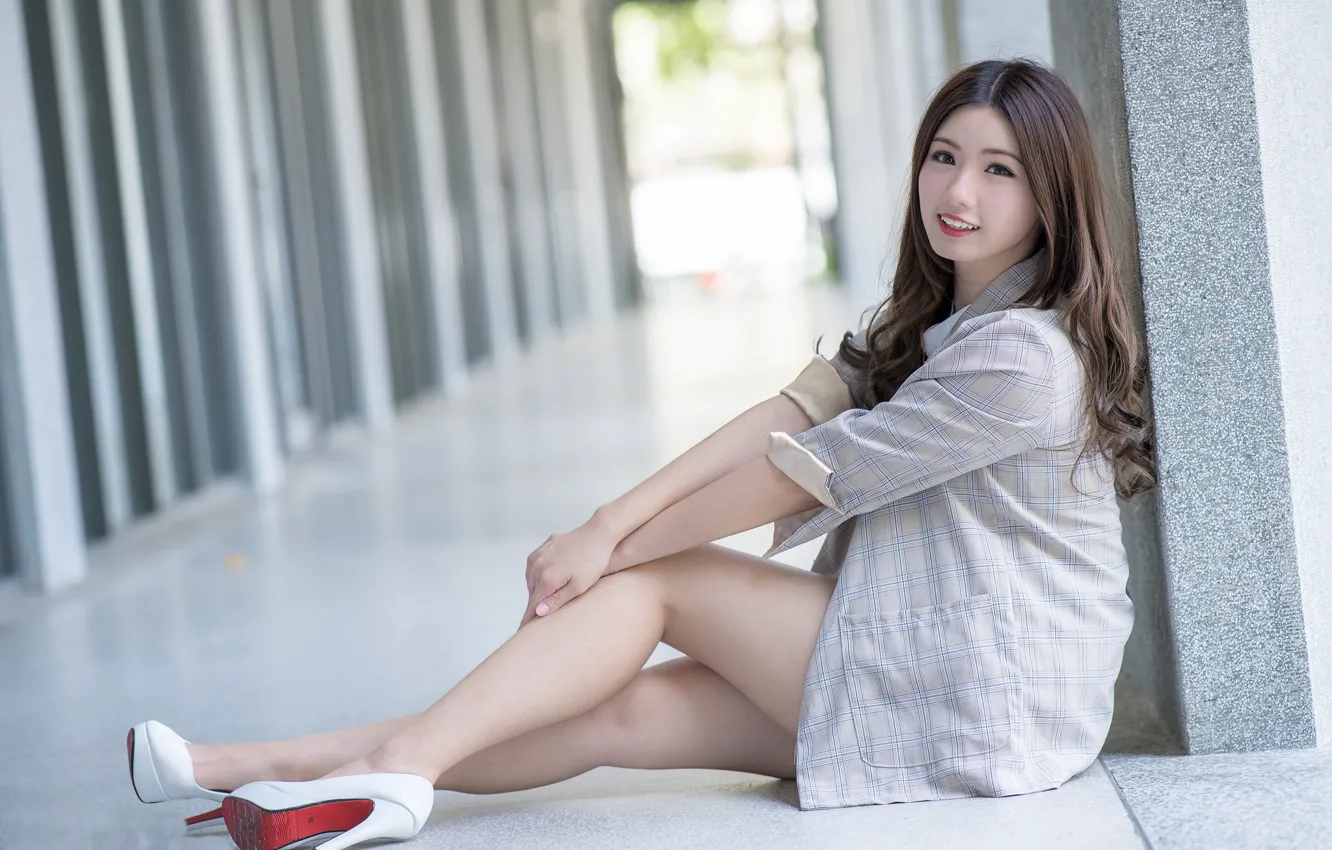 Фото обои взгляд, девушка, азиатка