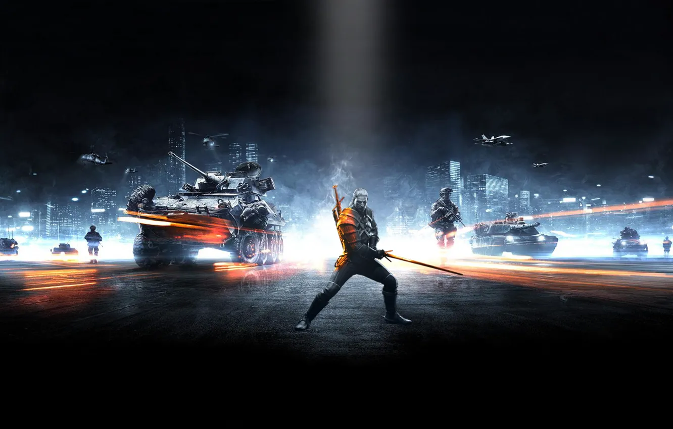 Фото обои smoke, bf3, The Witcher 3, Geralt