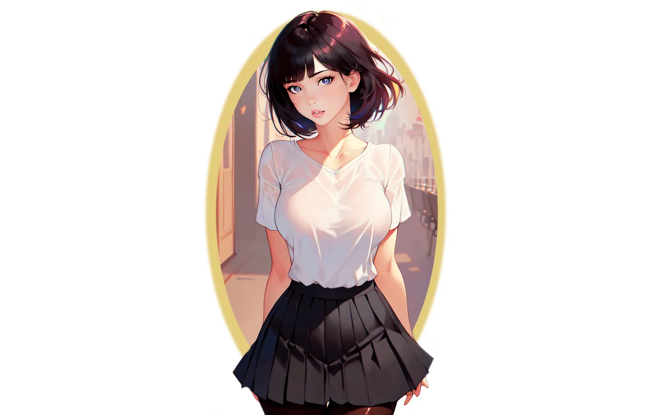 Фото обои kawaii, girl, hot, sexy, dress, boobs, anime, short hair