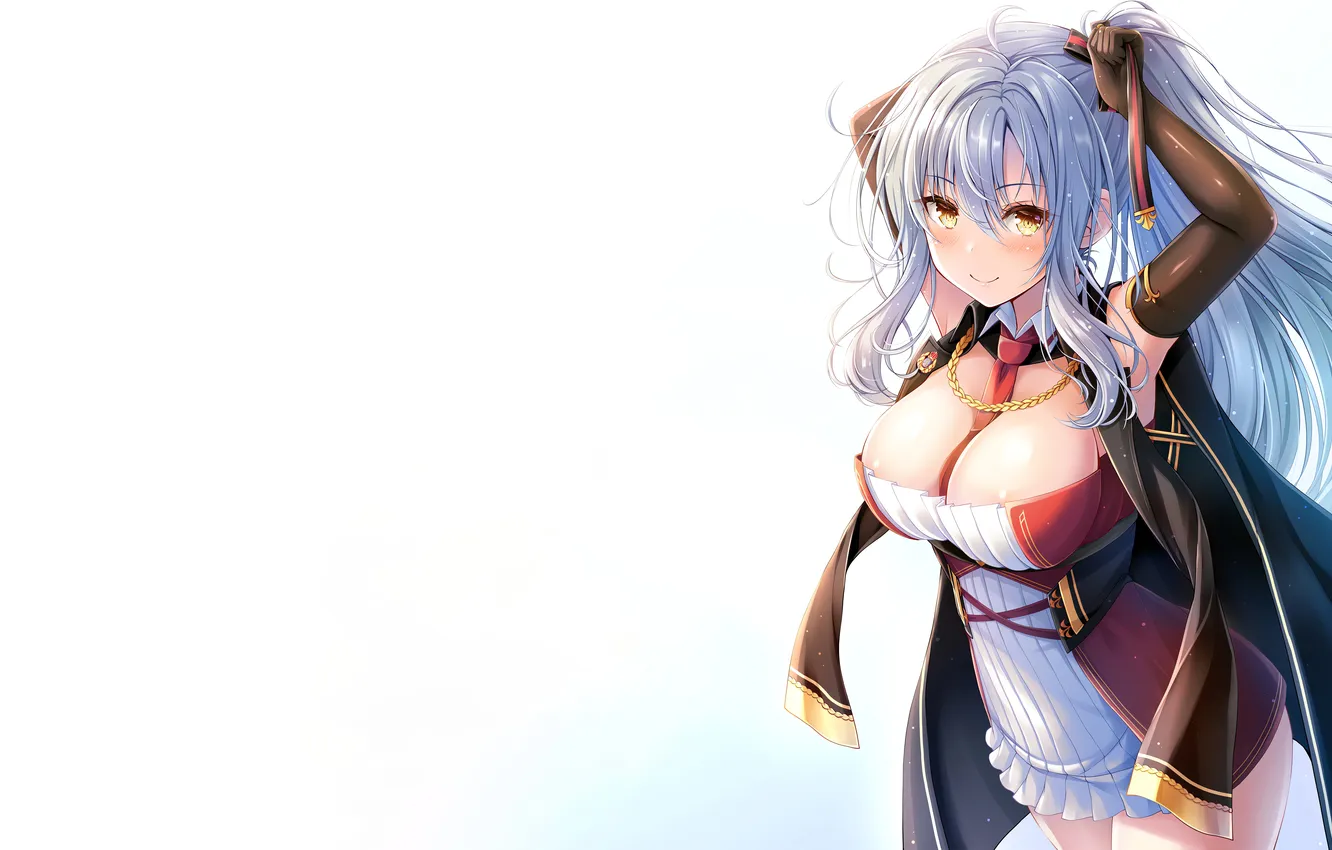 Фото обои girl, sexy, cleavage, long hair, dress, boobs, anime, beautiful