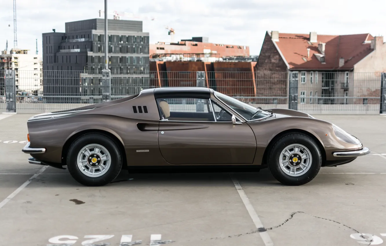 Фото обои Ferrari, 1973, Dino, side view, Ferrari Dino 246 GTS