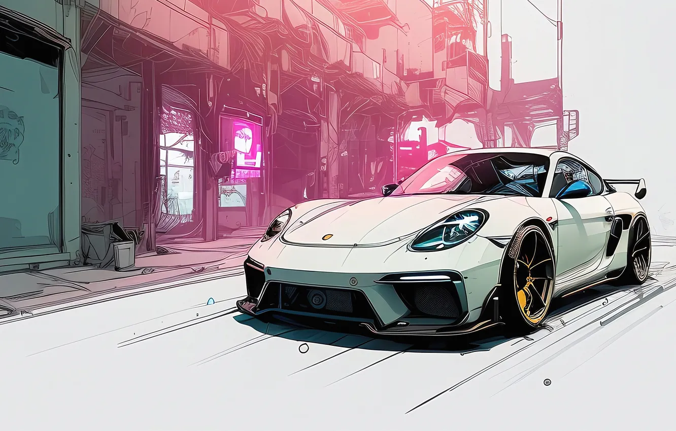 Фото обои car, porsche, inkpunk