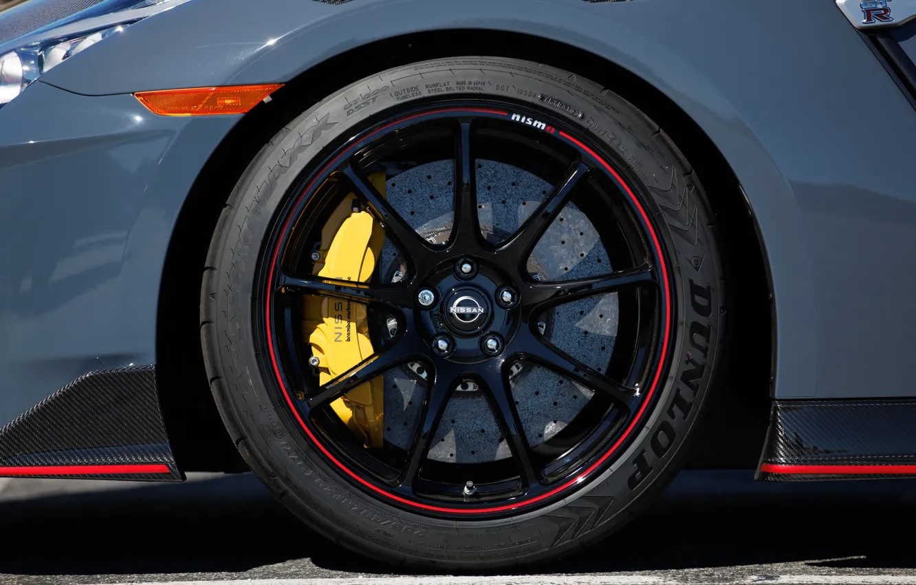 Фото обои Nissan, GT-R, close-up, R35, wheel, Nissan GT-R Nismo, 2023