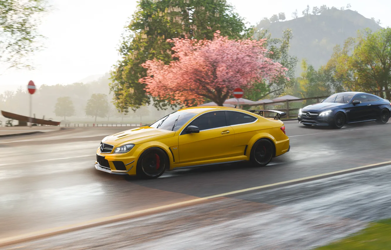 Фото обои Mercedes-Benz, Microsoft, AMG, Coupe, 2018, C63, Forza Horizon 4