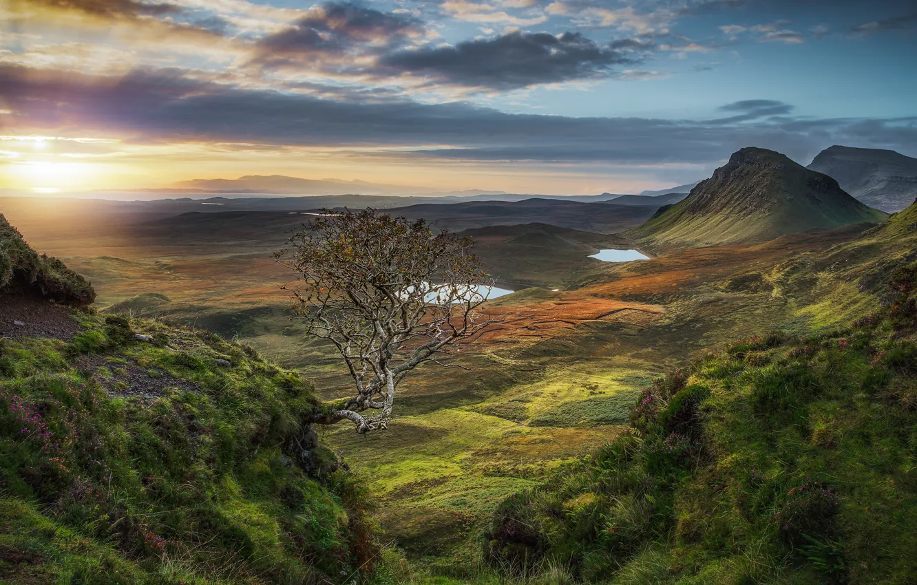Фото обои рассвет, утро, Шотландия, Scotland, outdoor, Isle of Skye