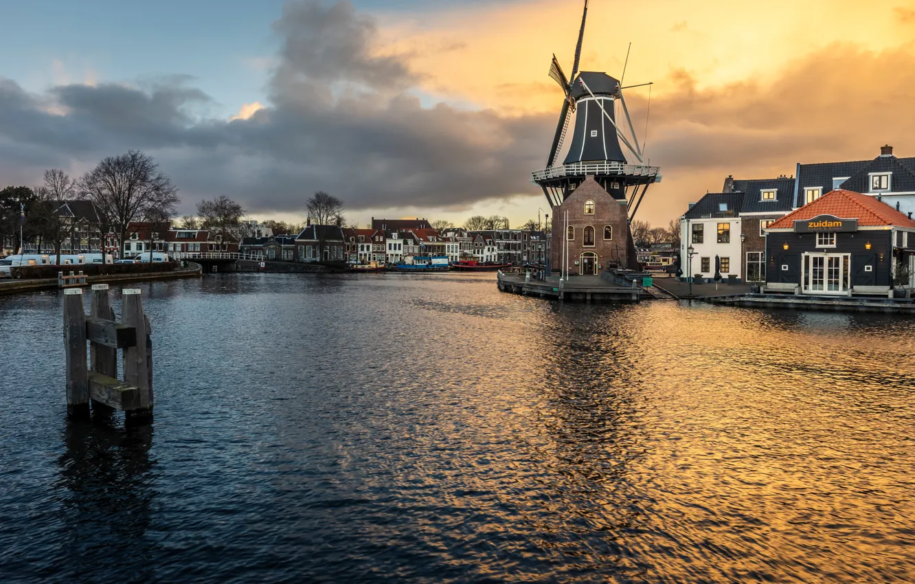 Фото обои мельница, Нидерланды, Haarlem